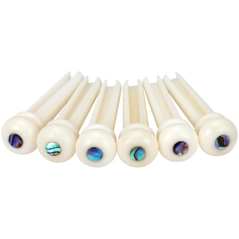 Blisstime 6pcs Guitar Bone Bridge Pins Replacement Parts with Abalone Dot - Image 1